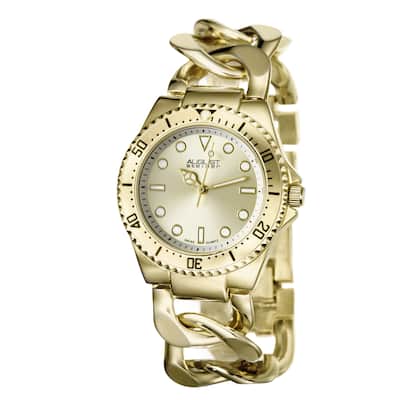 August Steiner Women's Swiss Quartz Chain Link Gold-Tone Bracelet Watch