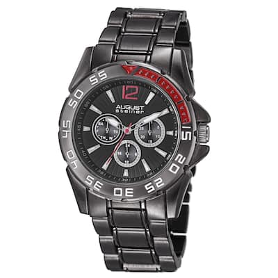 August Steiner Men's Quartz Multifunction Black Bracelet Watch