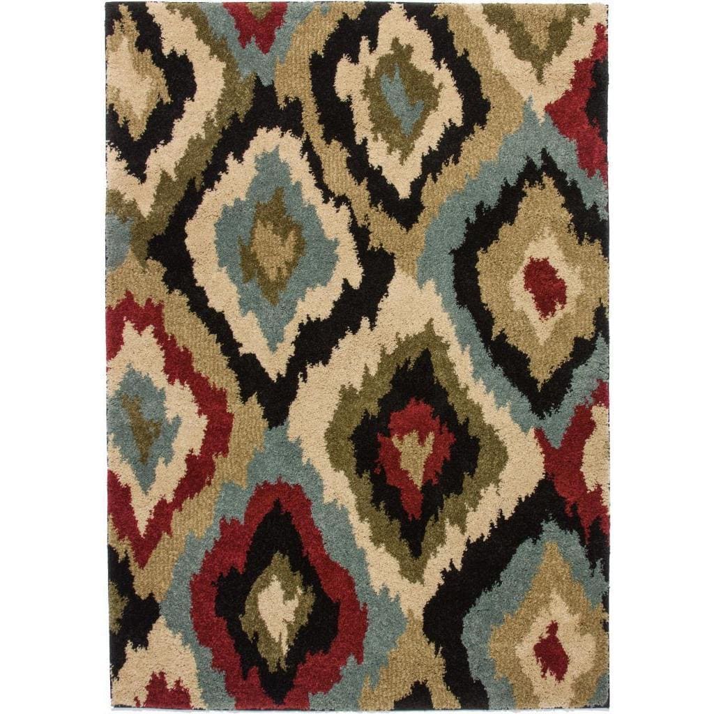 Ivory Shaded Ikat Shag Area Rug (5 X 7)