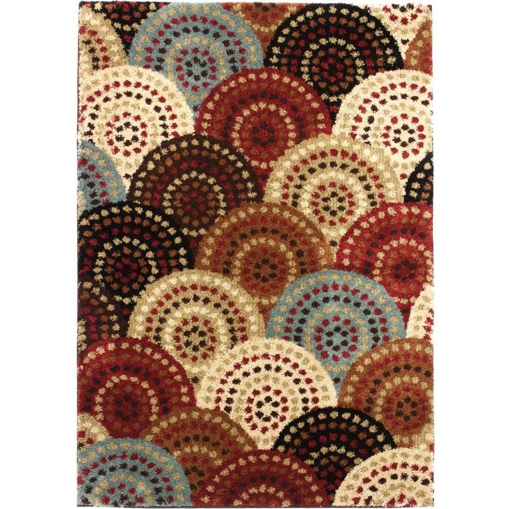 Pin Dot Circles Multicolored Shag Area Rug (5 X 7)