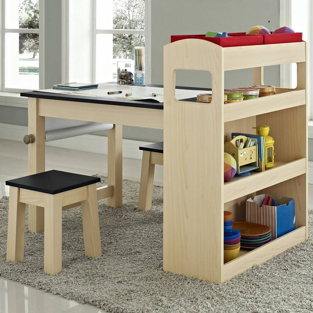 Altra Kids Maple Wood Activity Table with Two Stools