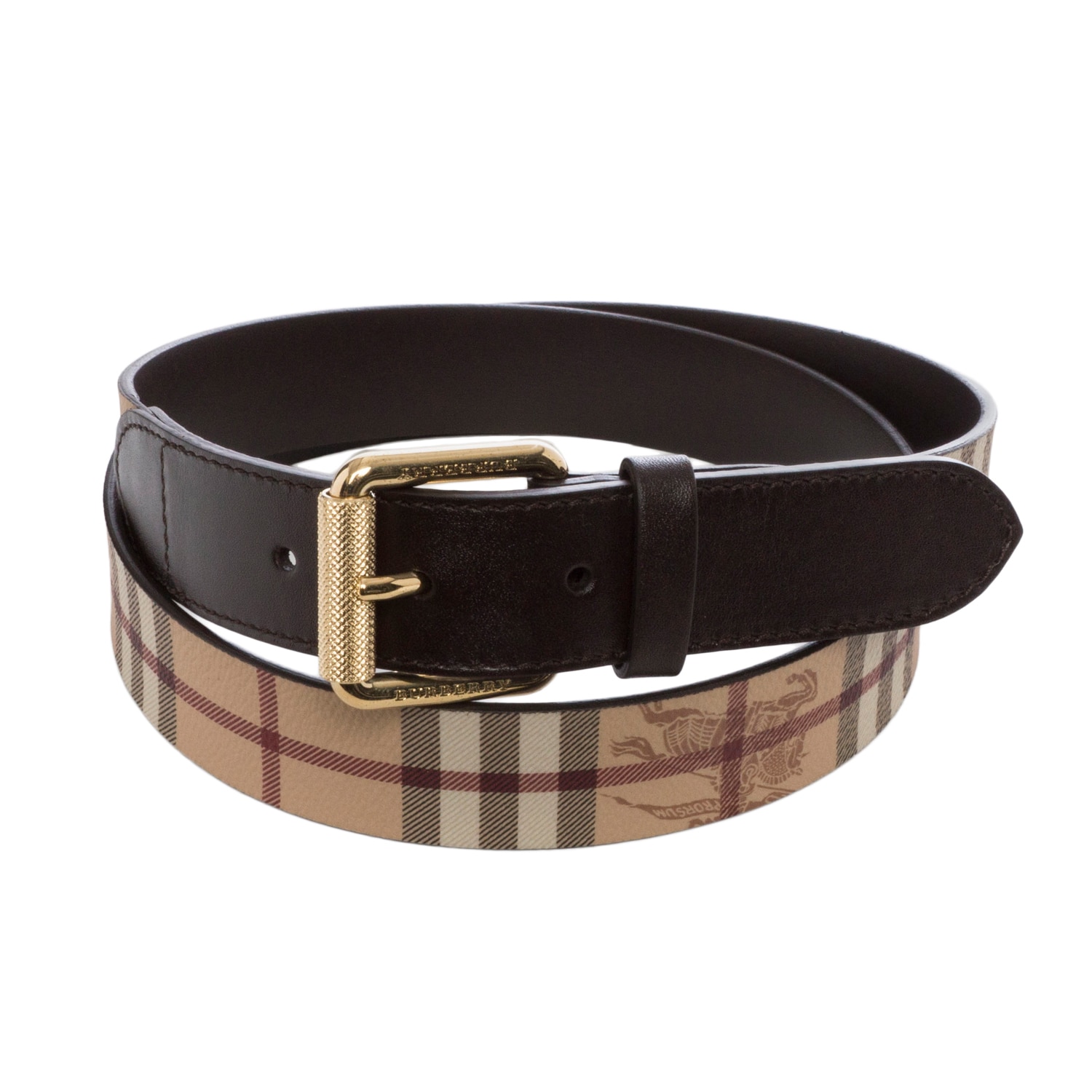 Burberry Clochester Beige/ Chocolate Haymarket Belt