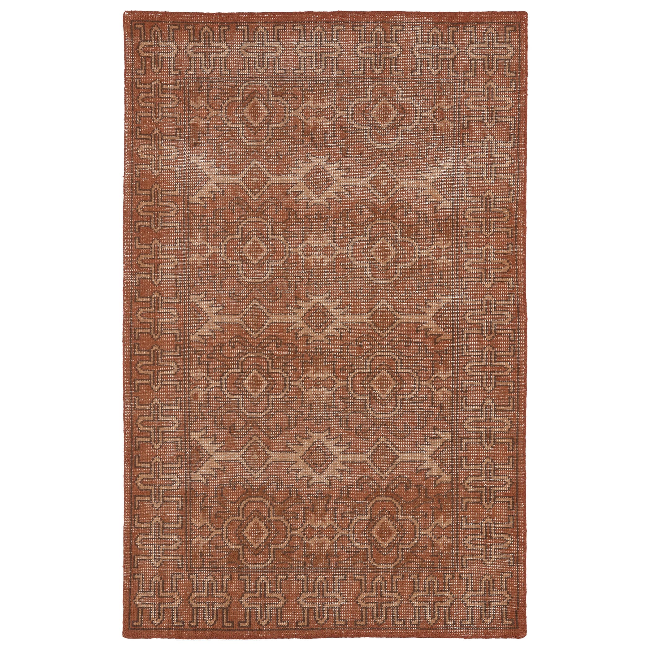 Kaleen Rugs Hand knotted Vintage Replica Pumpkin Wool Rug (80 X 100) Orange Size 8 x 10