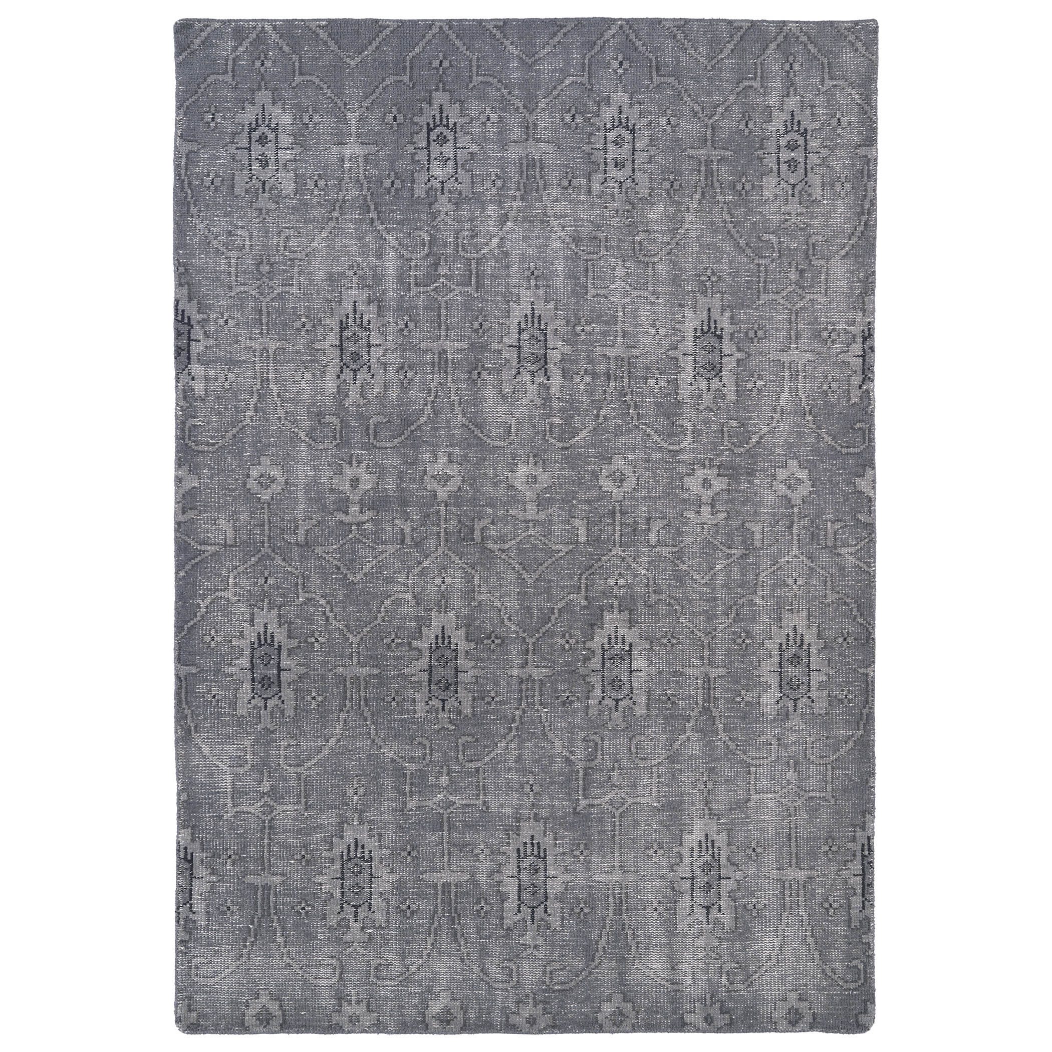 Hand knotted Vintage Replica Grey Wool Rug (90 X 120)