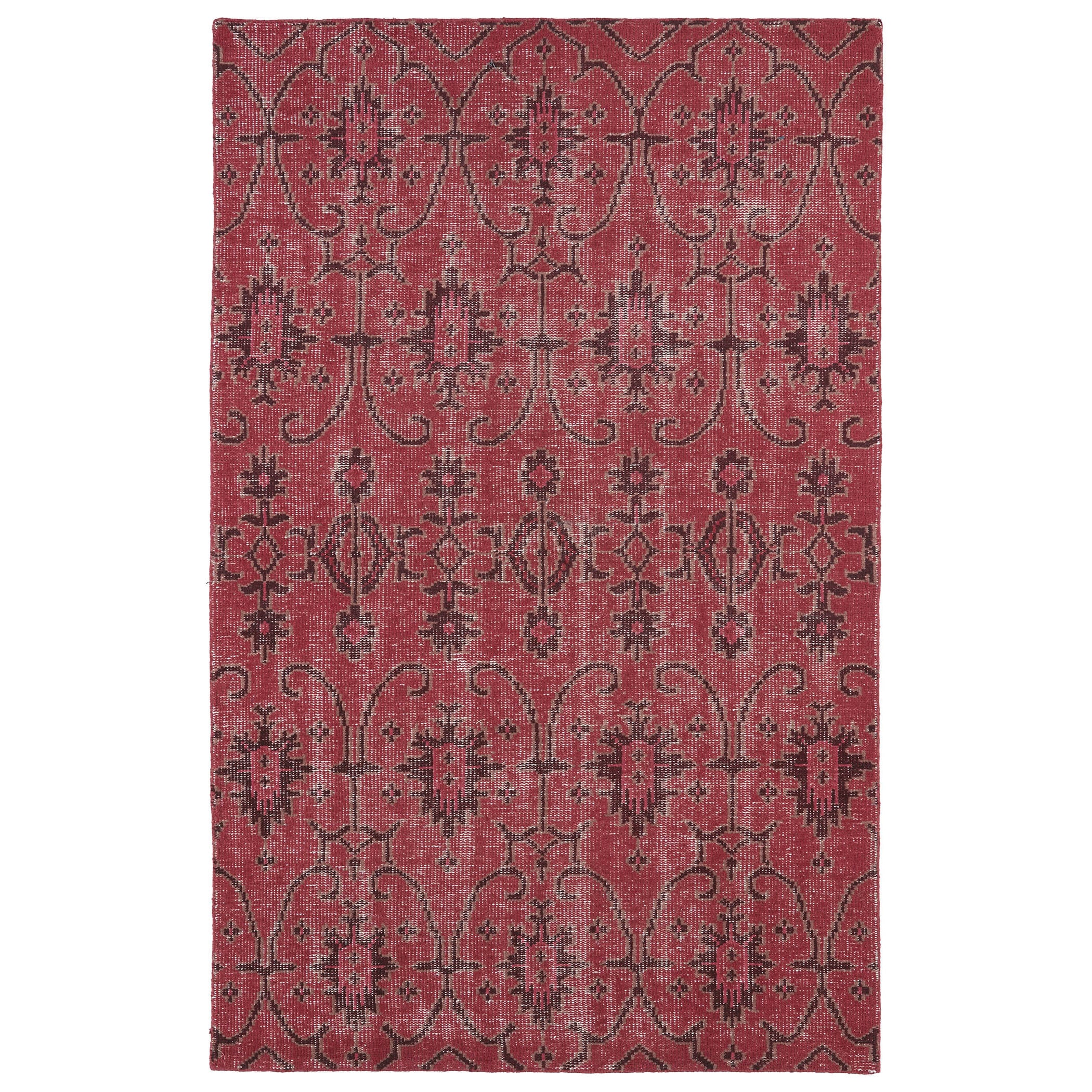 Kaleen Rugs Hand knotted Vintage Replica Red Wool Rug (80 X 100) Brown Size 8 x 10