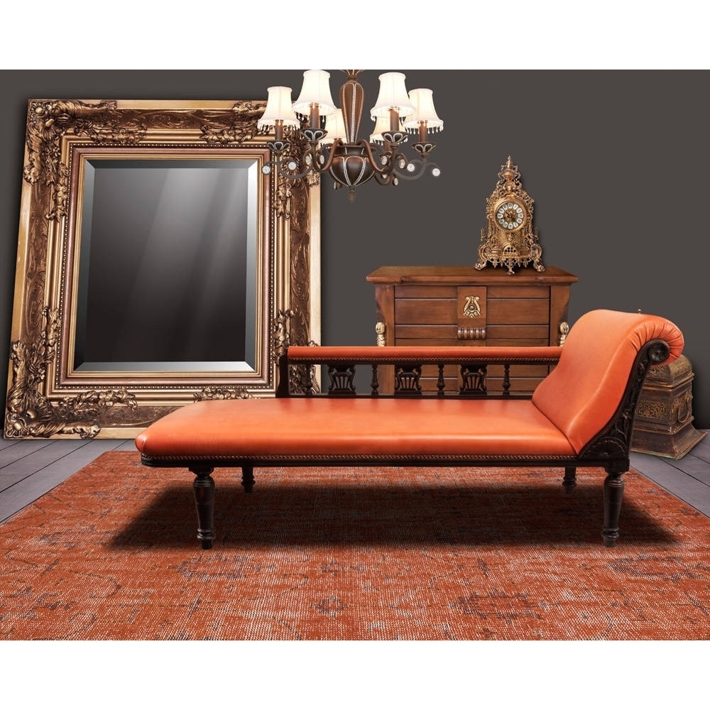 Hand knotted Vintage Replica Orange Wool Rug (40 X 60)