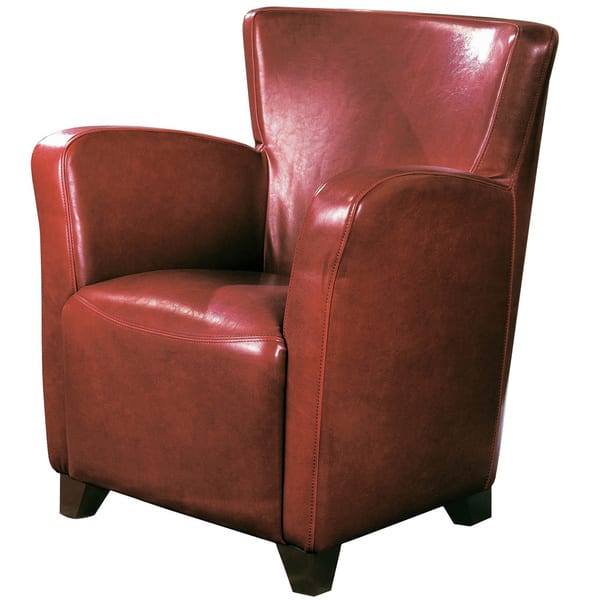 Shop Red Faux Leather Club Chair Free Shipping Today Overstock