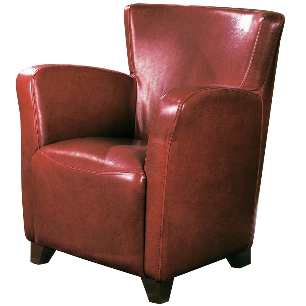 Red Faux Leather Club Chair