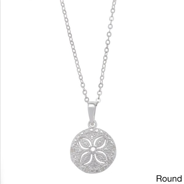 La Preciosa Sterling Silver 1/10ct TDW Sand Dollar Diamond Necklace