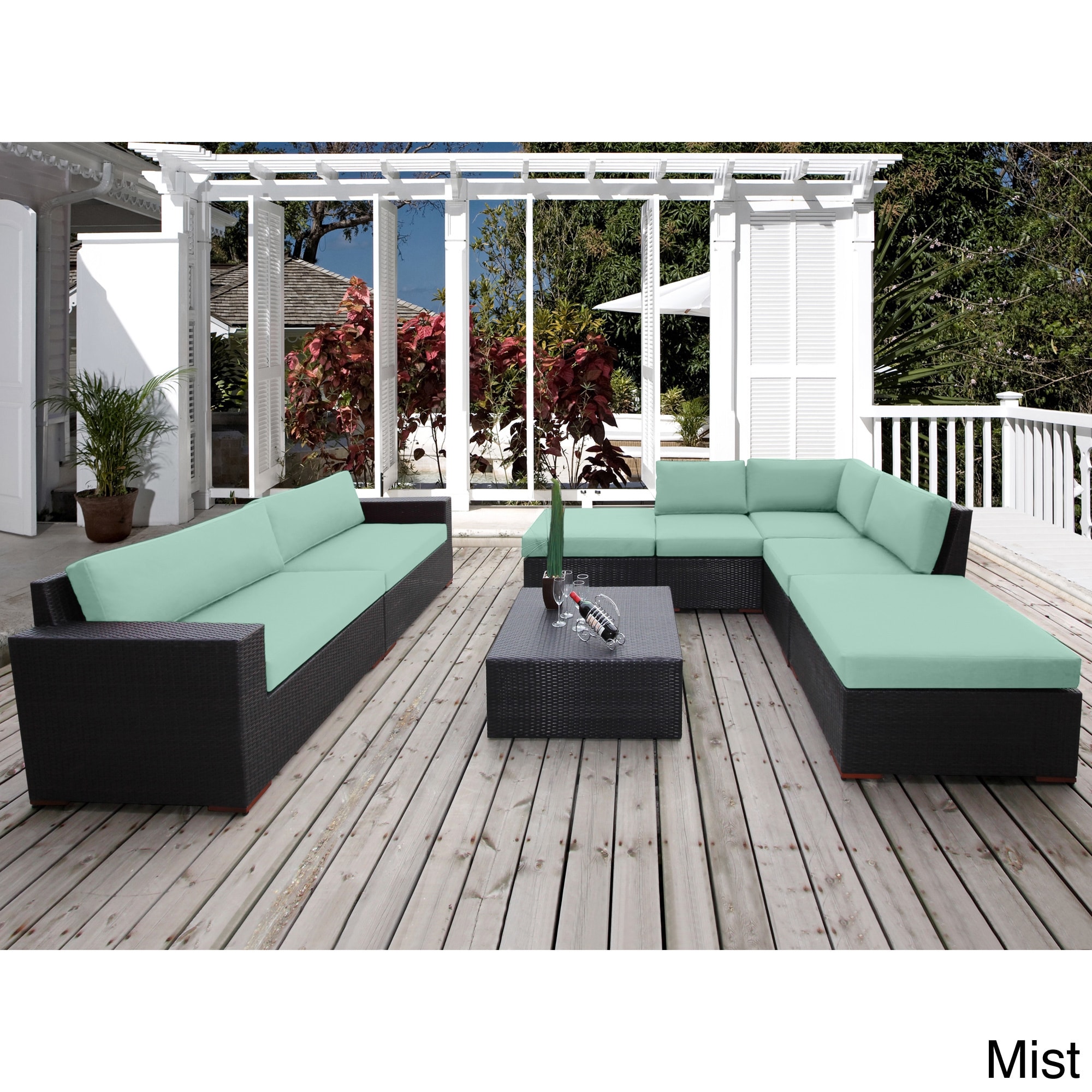 Andover 8 piece Sunbrella Fabric Conversation Sectional Seating