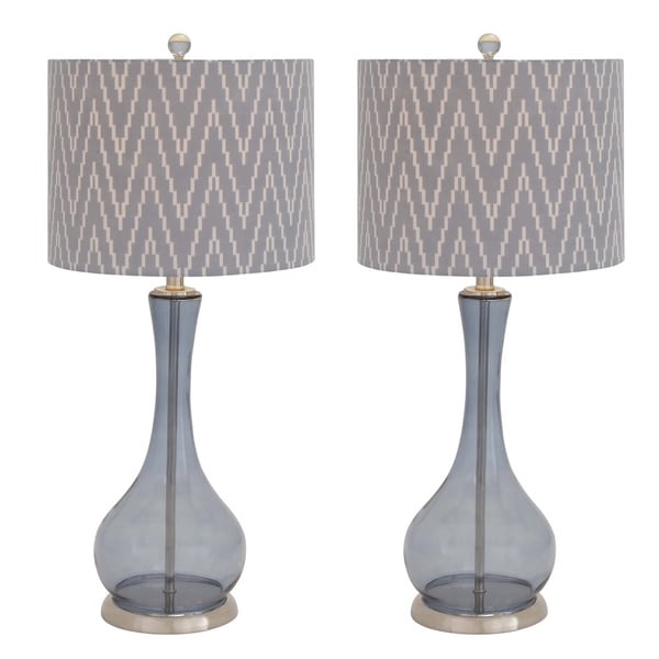 Casa Cortes Glass Zigzag Chevron Handcrafted Table Lamp (Set of 2)
