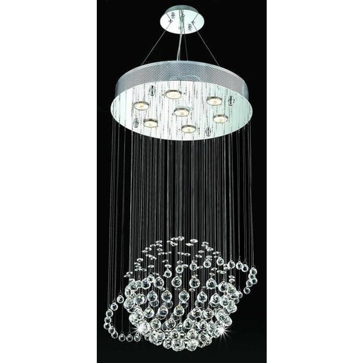 Orbee 7 light 32 inch Chrome Crystal Chandelier