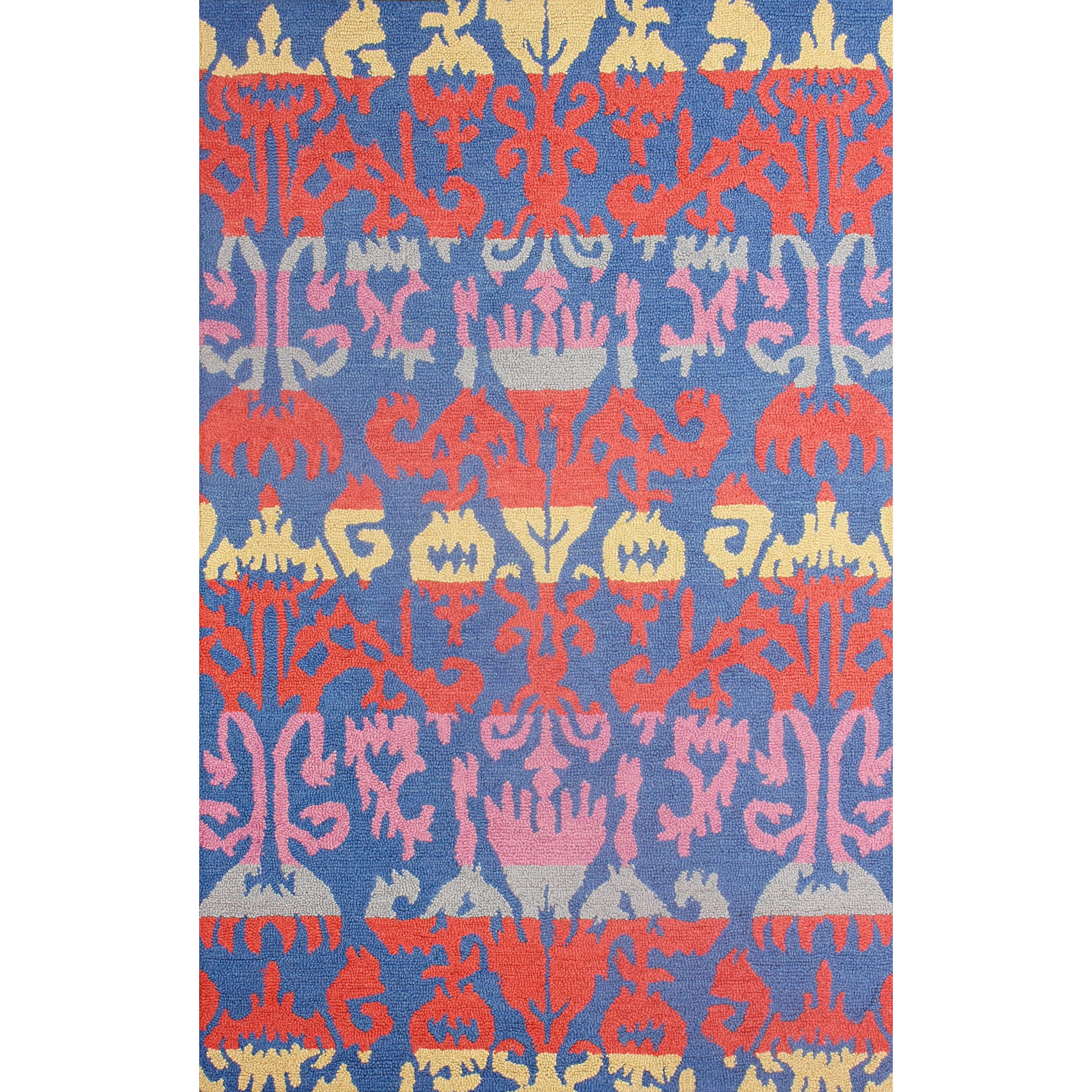 Nuloom Hand hooked Ikat Wool Blue Rug (5 X 8)