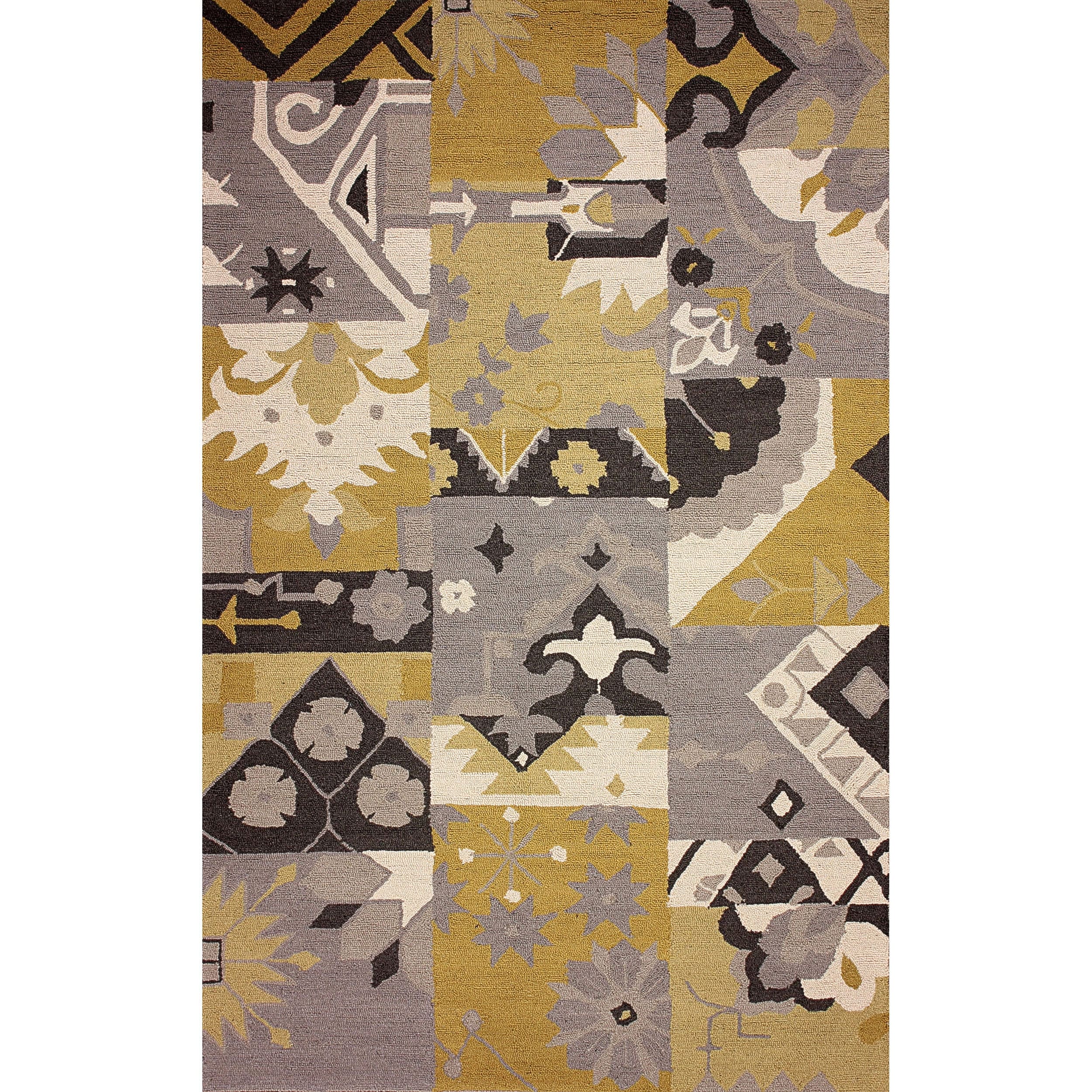 Nuloom Hand hooked Patchwork Wool Mustard Rug (5 X 8)