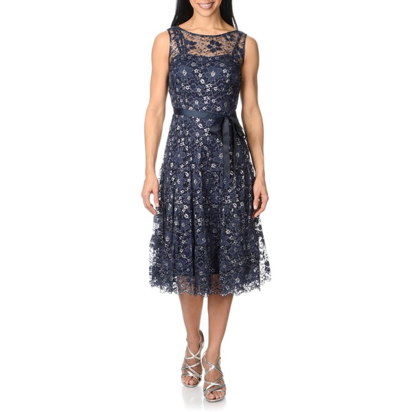 S.L. Fashions Womens Metallic Lace Dress - Free Shipping Today ...