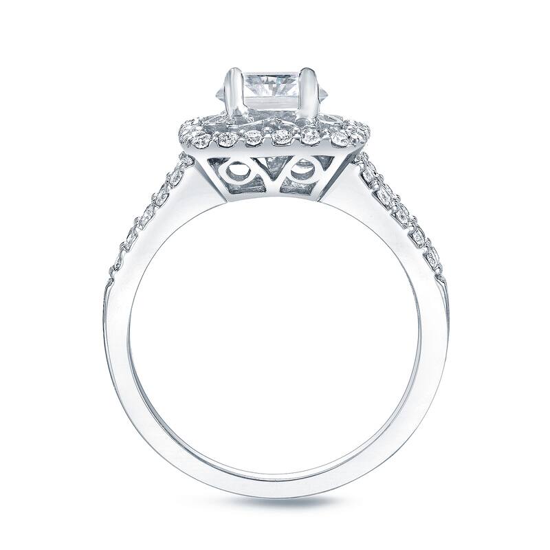 Auriya 14k Gold 1 carat TW Princess-Cut Halo Diamond Engagement Ring