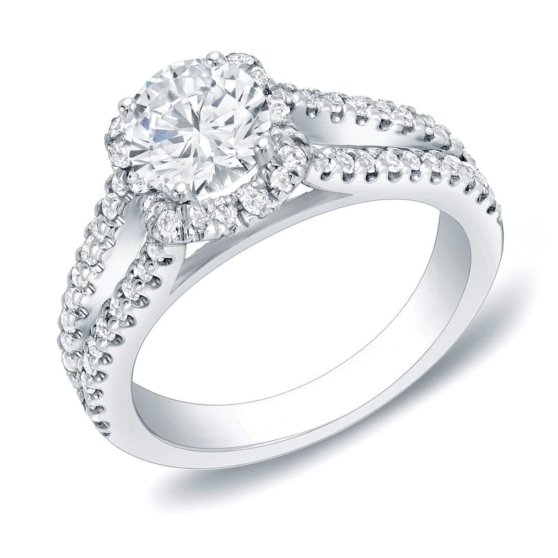 Auriya 14k Gold 1 1/4ctw Modern Halo Diamond Engagement Ring - 4 - White