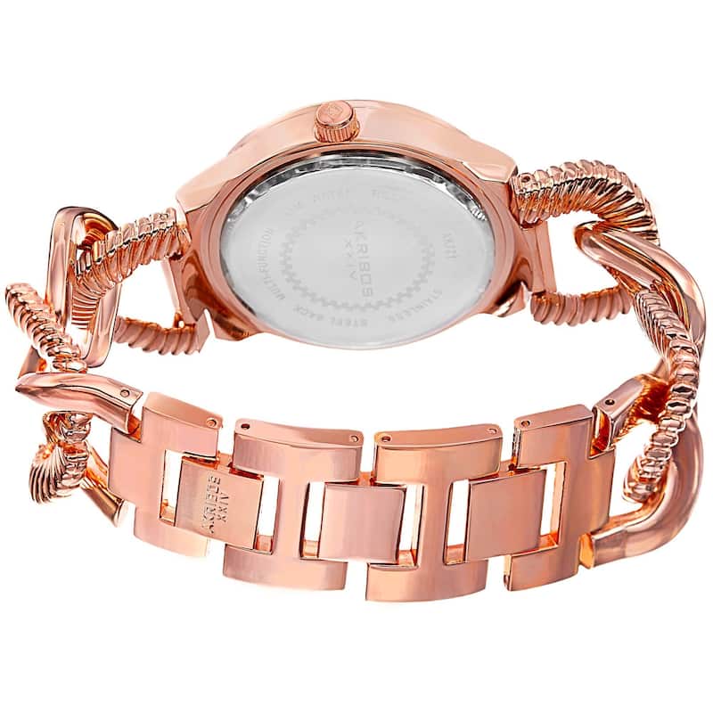 Akribos XXIV Women's Multifunction Design Twist Chain Link Rose-Tone Watch