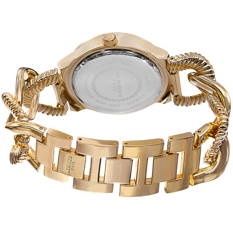 Akribos XXIV Women's Multifunction Design Twist Chain Link Gold-Tone Watch