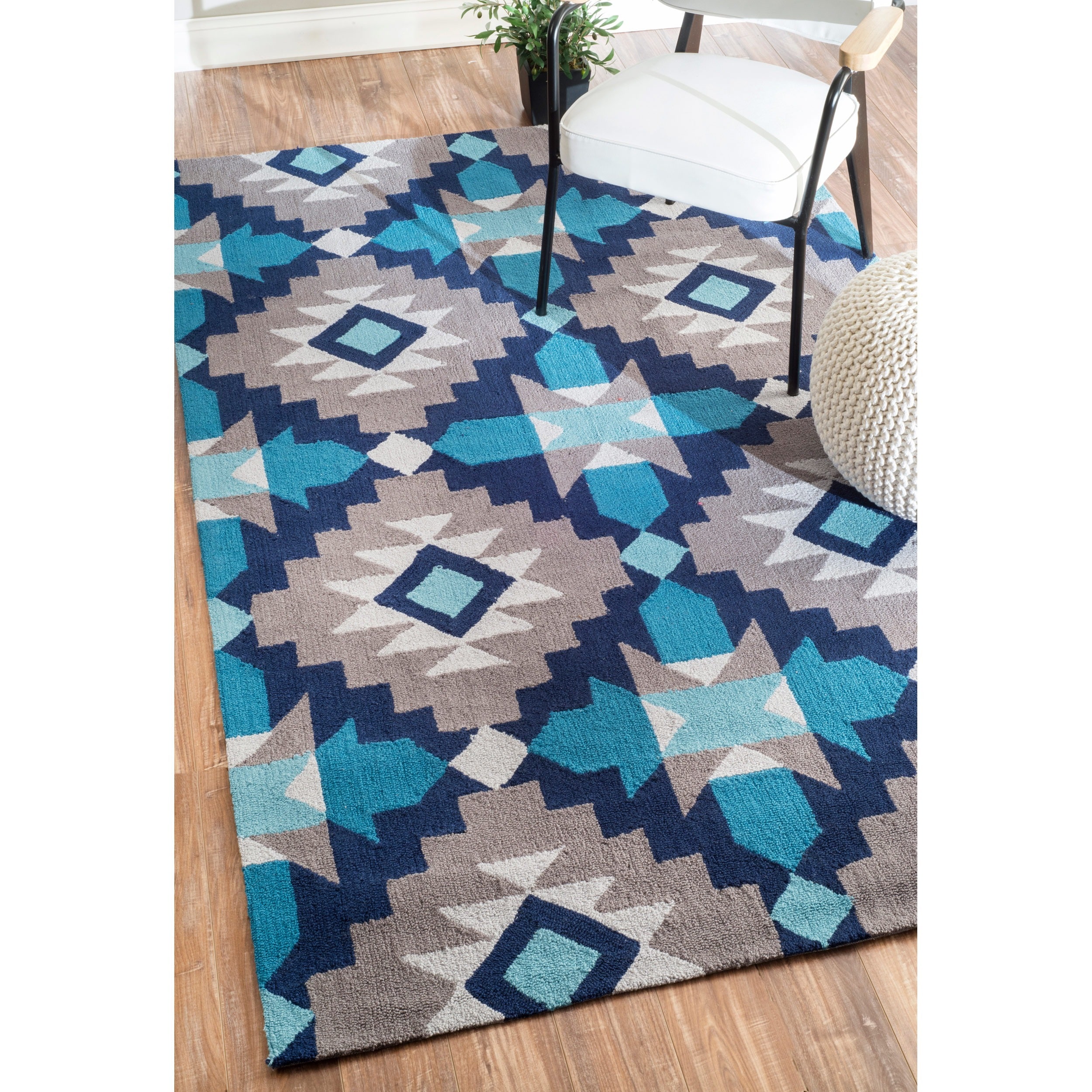 Nuloom Hand hooked Blue Rug (5 X 8)