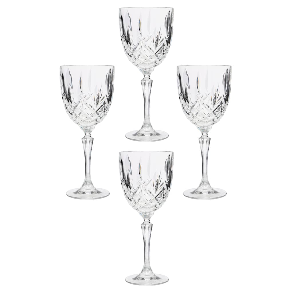 Set of 4 Markham Goblet Crystal Glasses, 13 Ounce, Clear (164644)