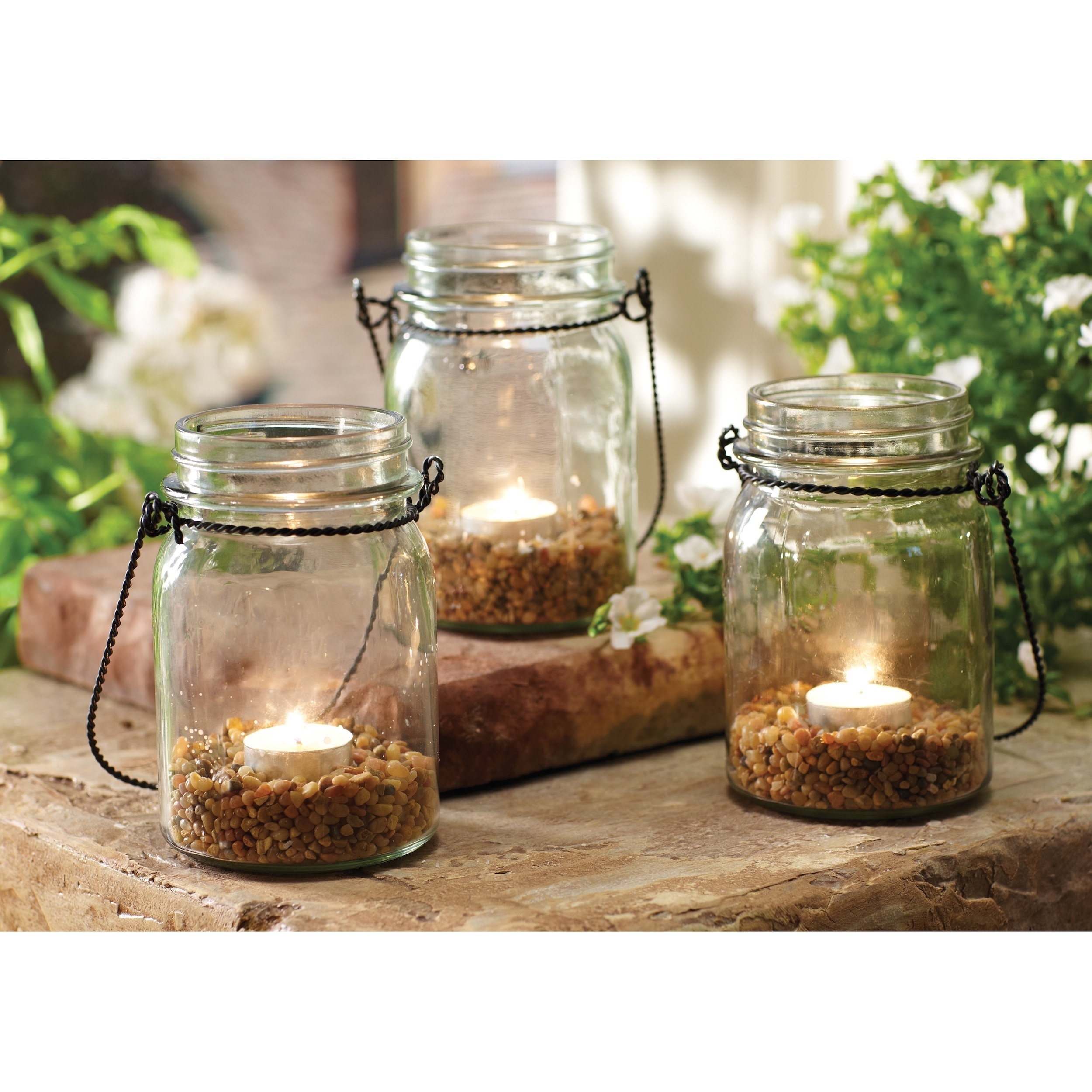 Order Home Collection 3 piece Hanging Mason Jar Tealight Set