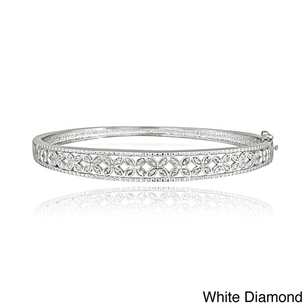Shop DB Designs Sterling Silver 1/3ct TDW Diamond Flower Bangle ...