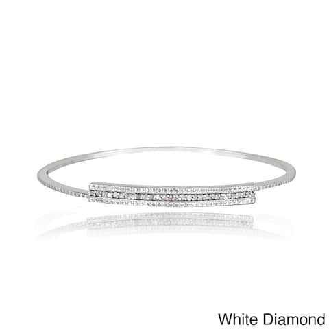 DB Designs Sterling Silver 1/3ct TDW White or Black Diamond Bar Bangle