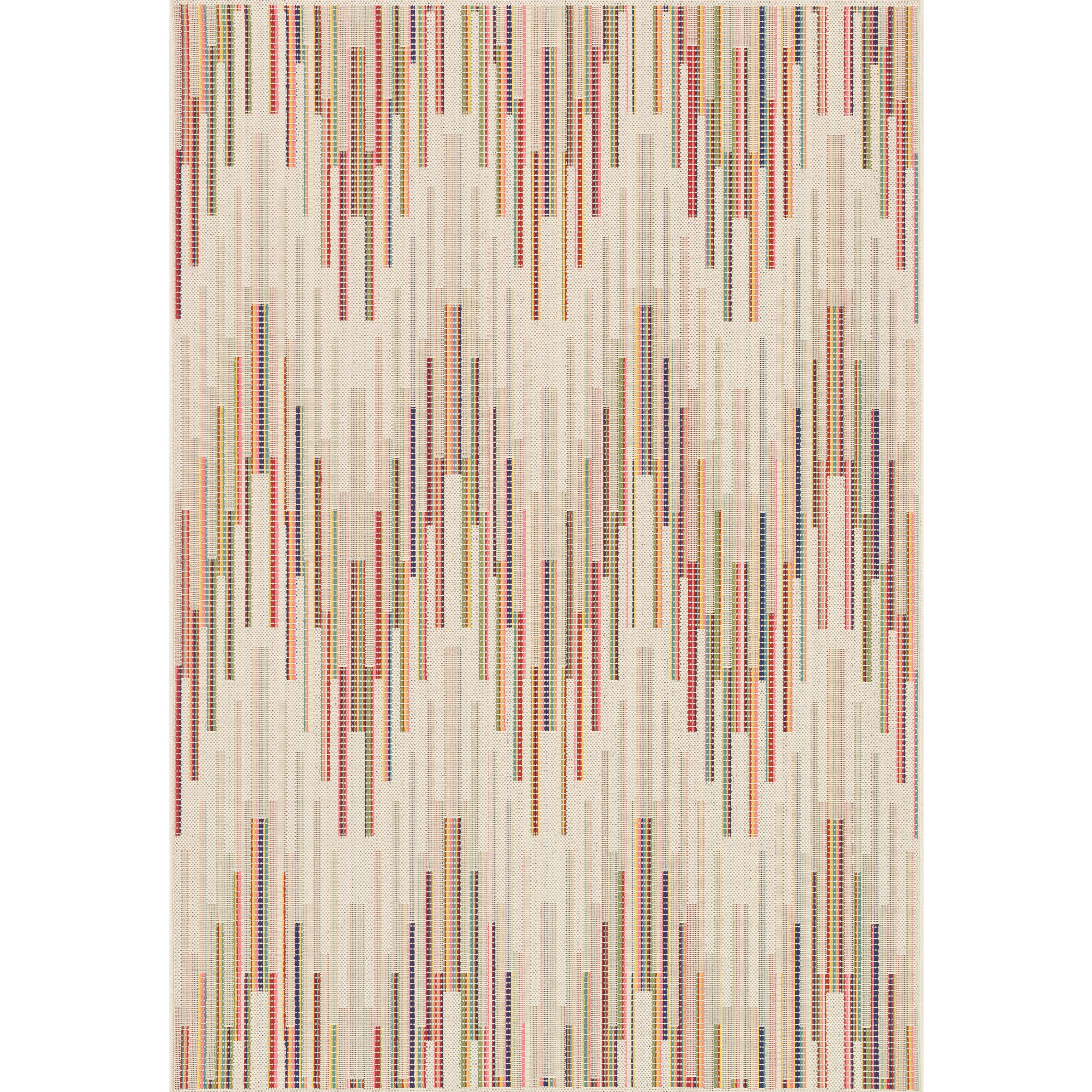 Indoor/ Outdoor Paradise Chevron Beige/ Multi Rug (52 X 75)