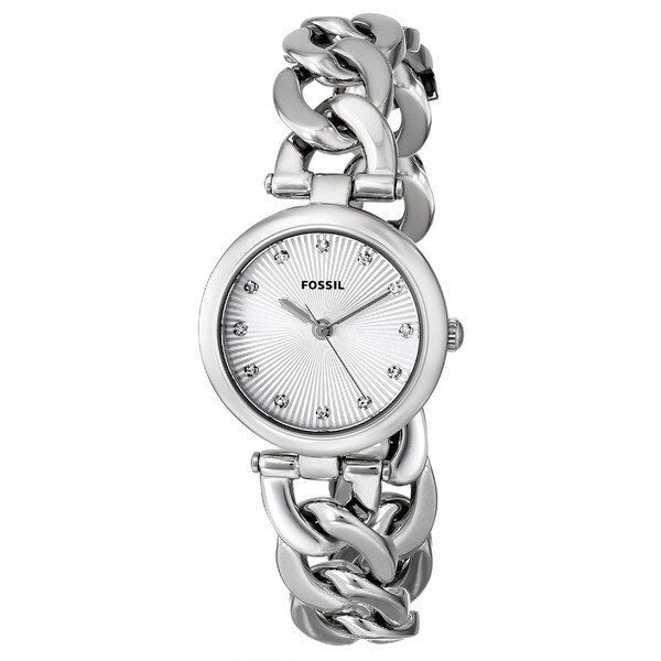 Shop Fossil Women's Olive Quartz Silver Watch - Free Shipping Today ...