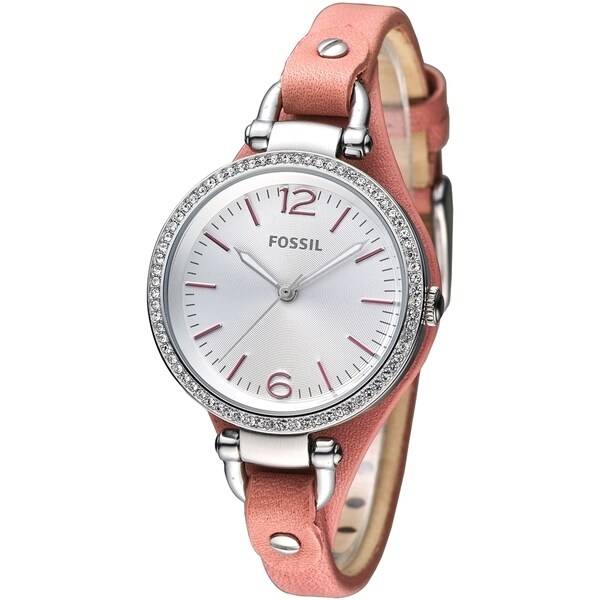 Shop Fossil Women's Cyrstal Accented Orange Leather Skinny