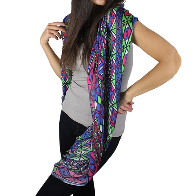 Micky London Micky London Dubstep Womens Purple Tribal Print Scarf Purple Size Medium