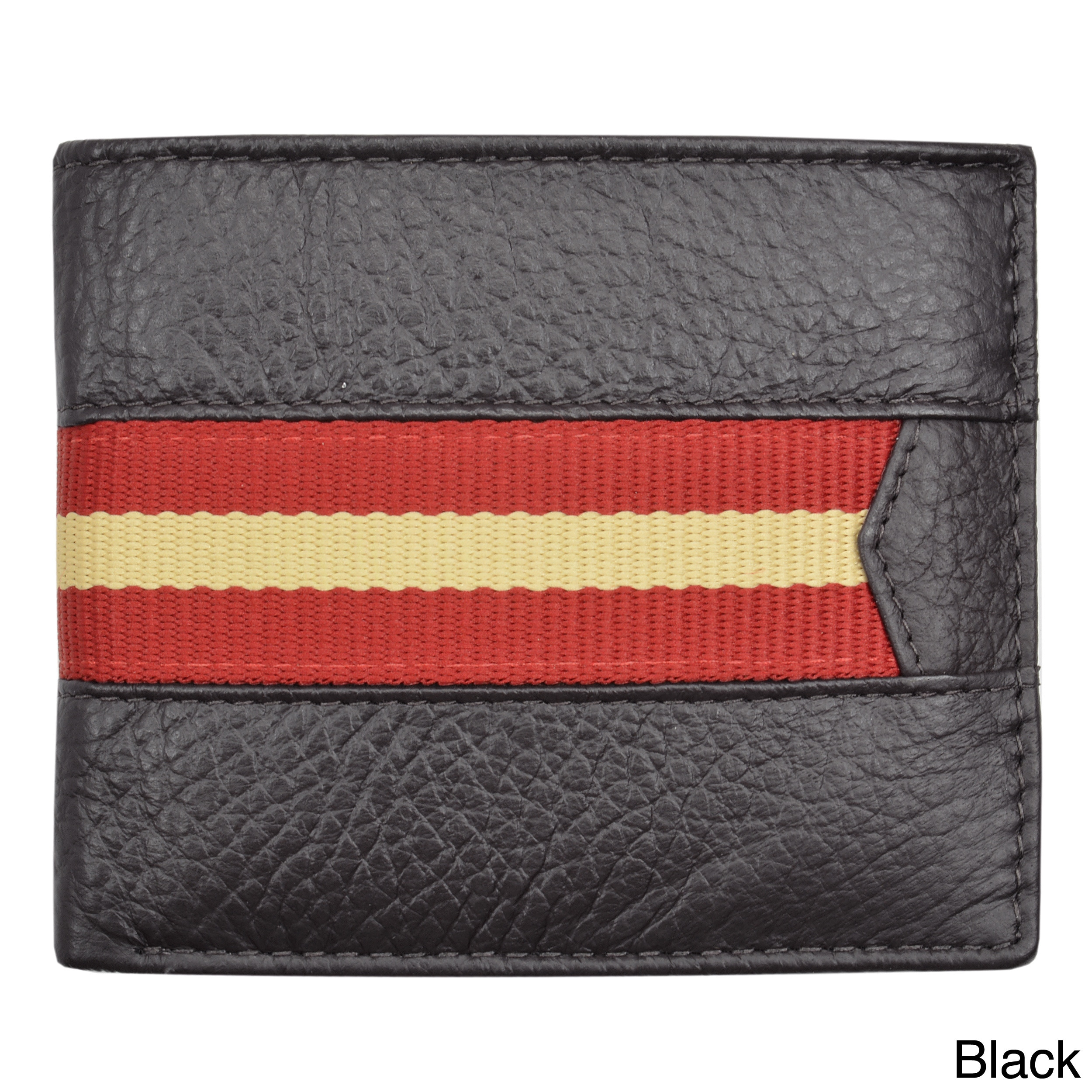 Brandio Mens Leather Striped Bi fold Wallet