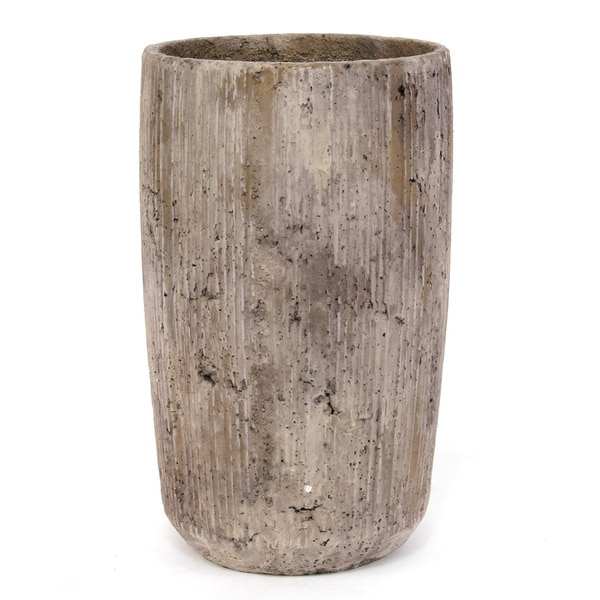 Sage & Co Tall Tan Striated Modern Concrete Planter   16142213