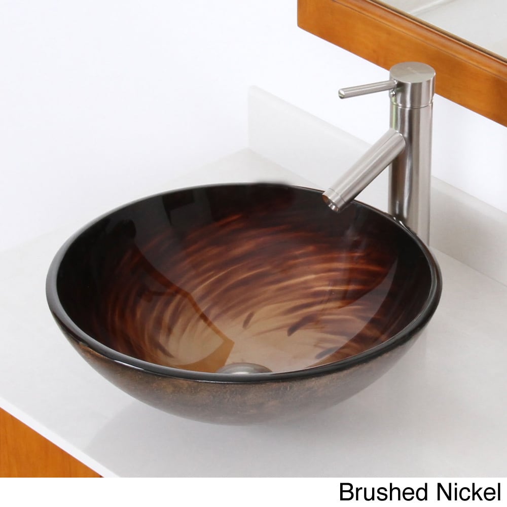 Shop Elite Modern Design Tempered Glass Bathroom Vessel Sink And