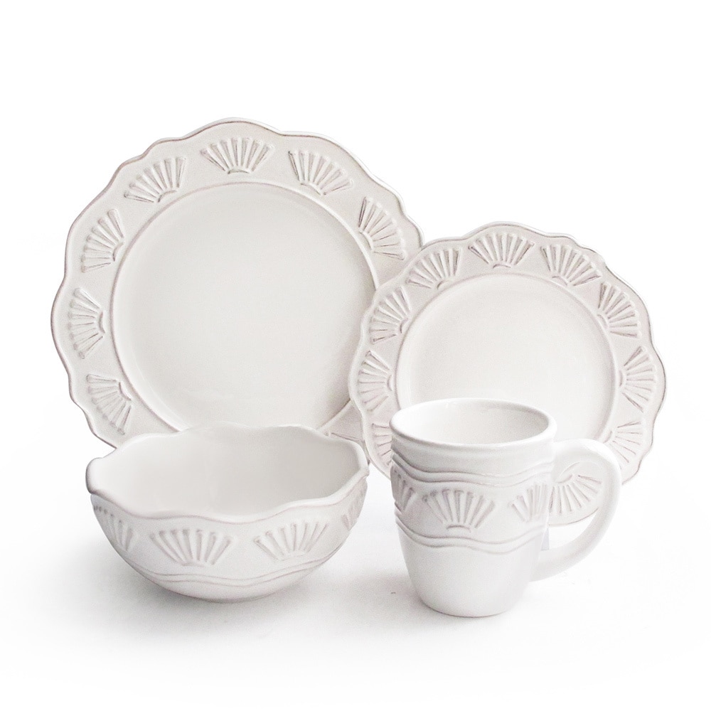 Bianca Shell White 16 piece Stoneware Dinner Set