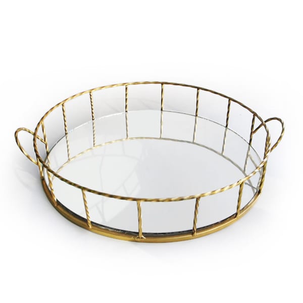 Gold 16 inch Round Tray   Shopping American