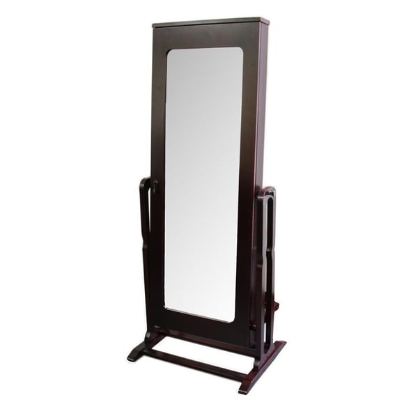 Tall Dark Cherry Standing Mirror With Interior Storage Free Tall Dark Cherry Standing Mirror With Interior Storage
