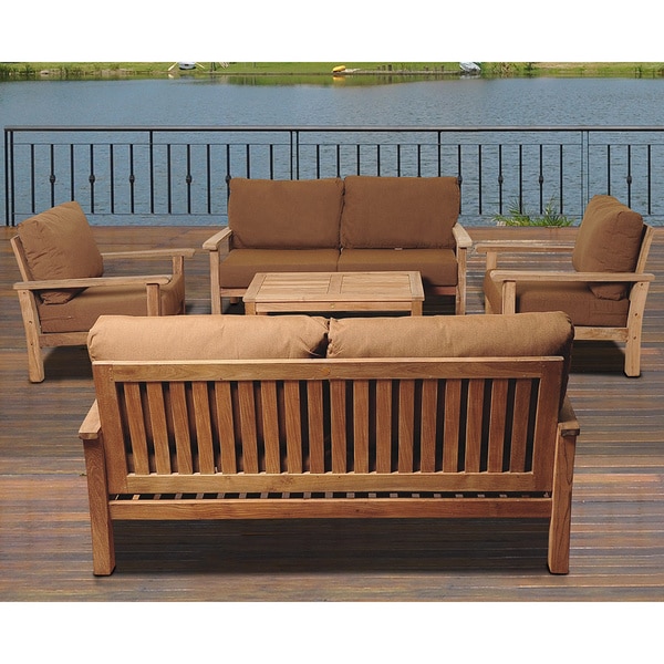 ia San Francisco 6 piece Teak Sunbrella Outdoor Deep Seating Set