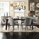preview thumbnail 1 of 9, INSPIRE Q Sasha Curved Grey Linen Upholstered 7-piece Angled-leg Dining Set