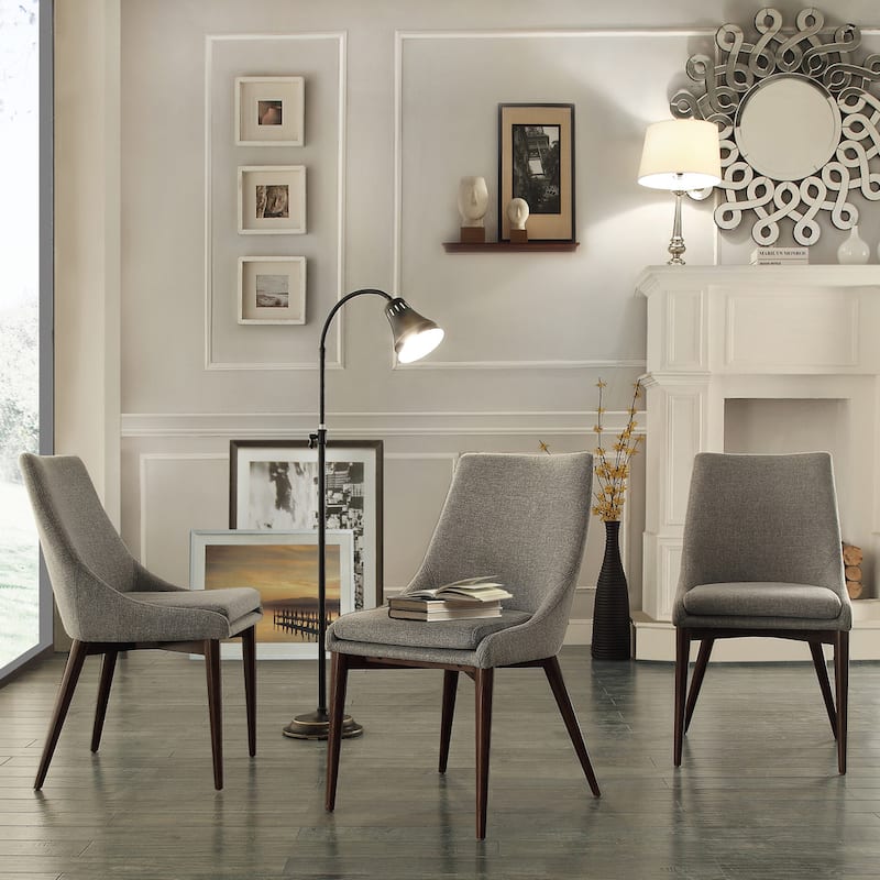 Sasha Mid-century Grey Fabric Upholstered Tapered Leg Dining Chairs (Set of 2) iNSPIRE Q Modern