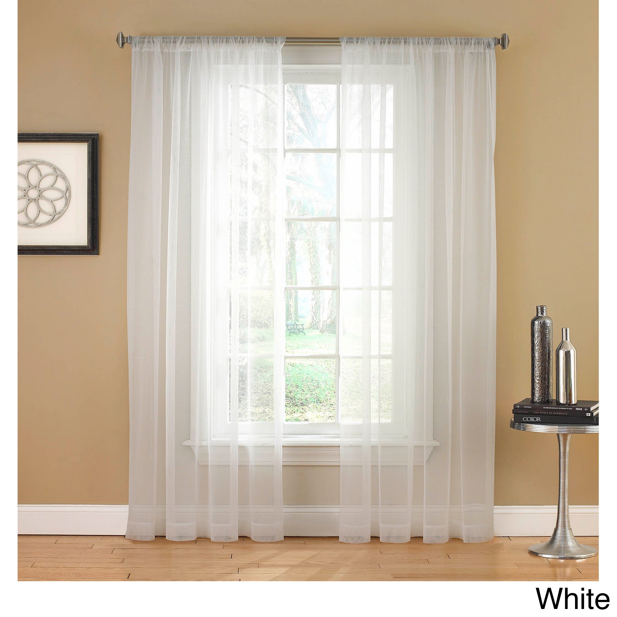 Links Sheer Mesh 84 inch Rod Pocket Curtain Panel