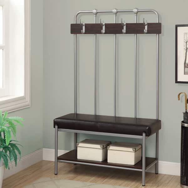 Shop Monarch Tall Silver Brown Entryway Bench Overstock 8928096