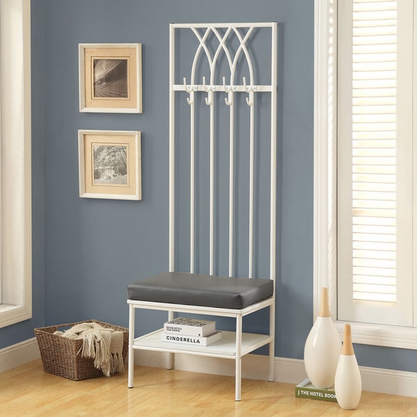 Monarch 72-inch White/ Grey Entry Bench - 16143617 - Overstock.com ...