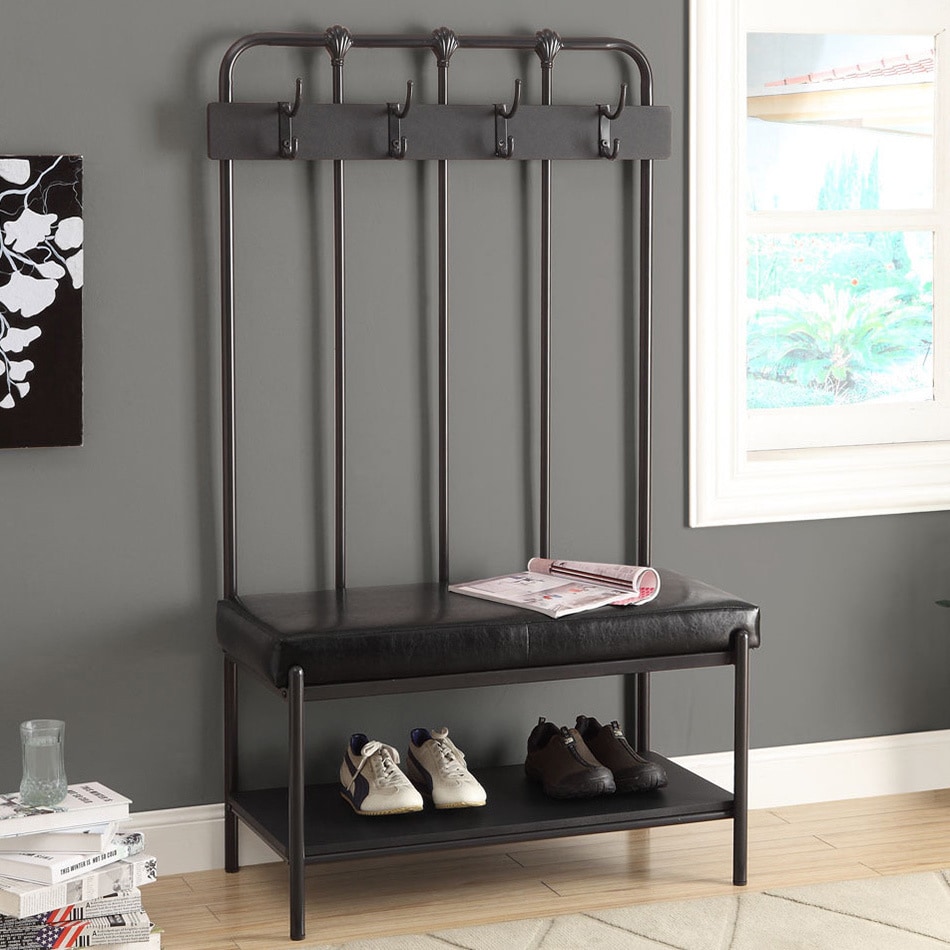 Shop Monarch 60 Inch Charcoal Black Entry Bench Overstock 8928103