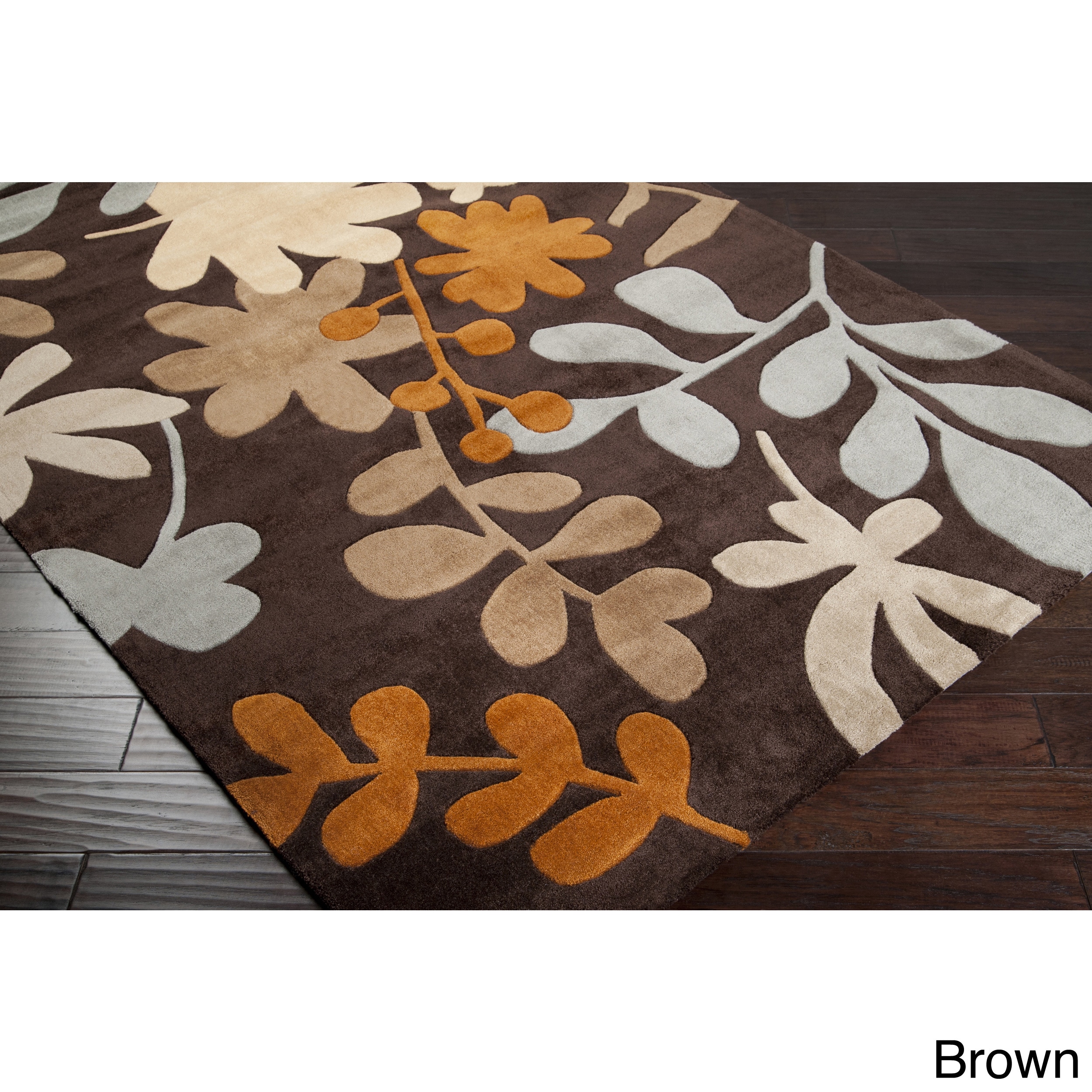 Surya Carpet, Inc. Hand tufted Floral Contemporary Area Rug (8 X 11) Brown Size 8 x 11