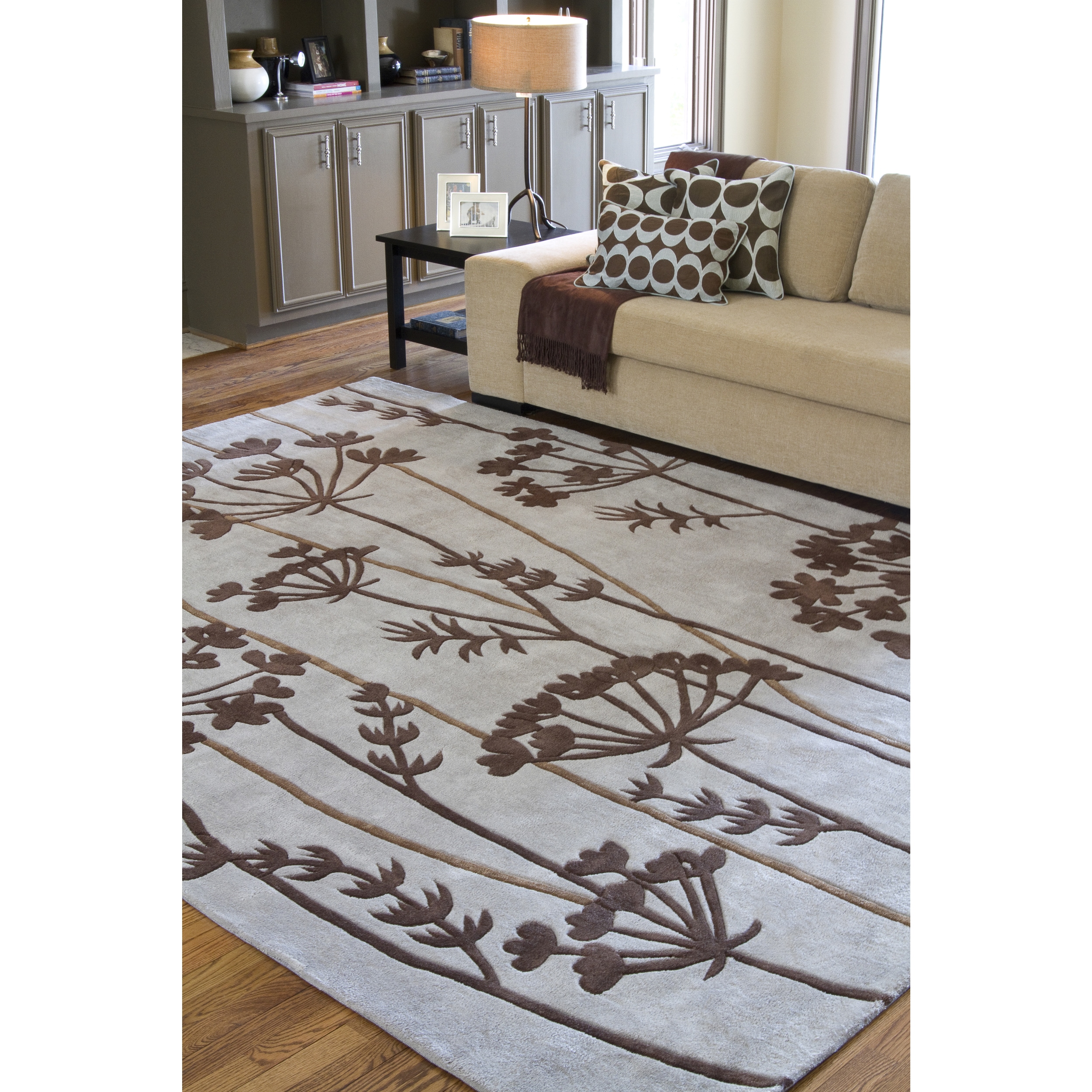 Hand tufted Hork Contemporary Floral Area Rug (9 X 13)