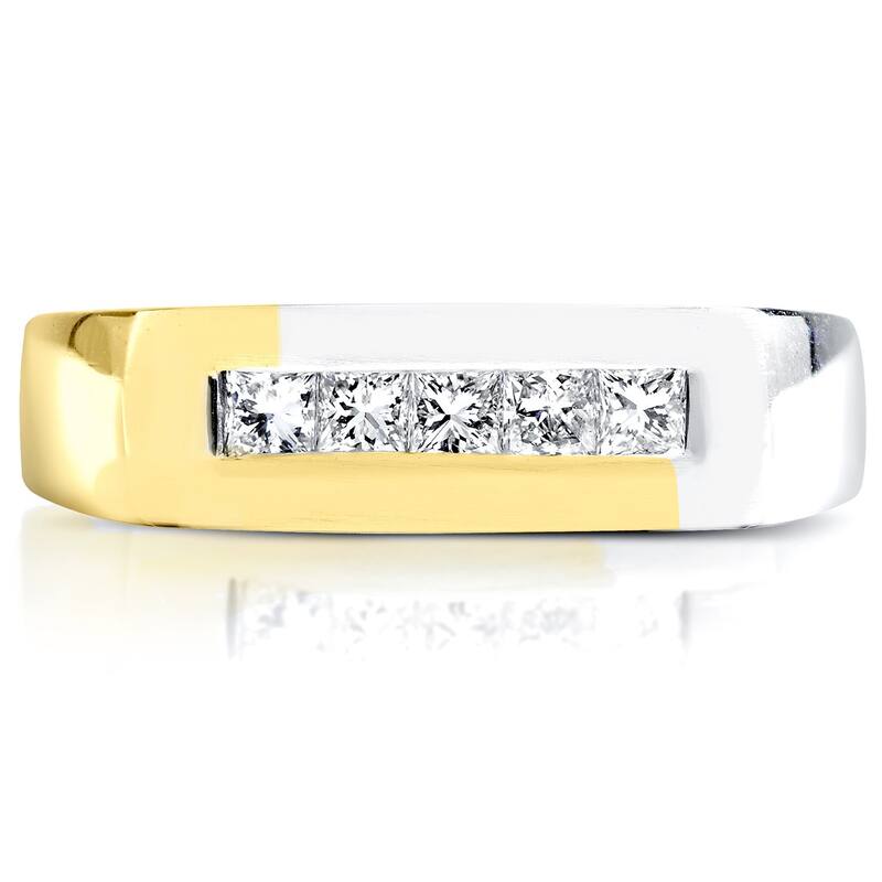 Annello by Kobelli 18k Two-tone Gold 1/2ct TDW Men's Diamond Wedding Band