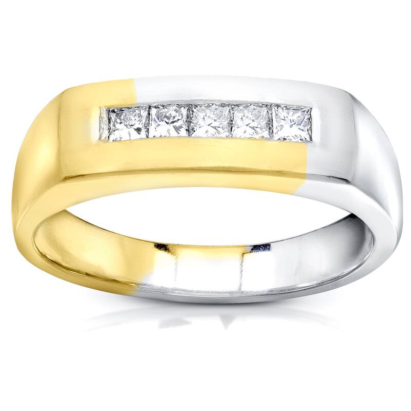 Annello by Kobelli 18k Two-tone Gold 1/2ct TDW Men's Diamond Wedding Band