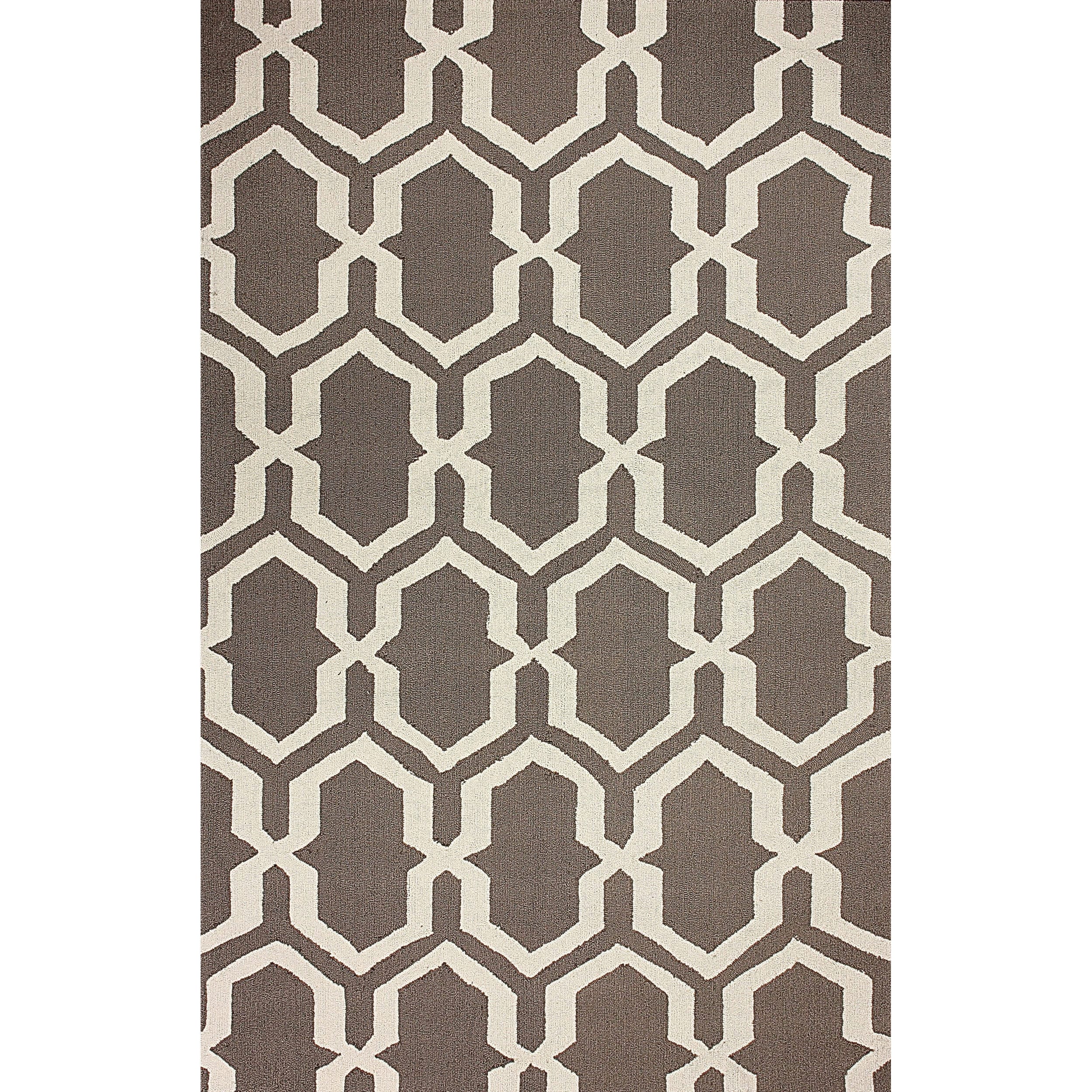 Nuloom Hand hooked Trellis Taupe Rug (86 X 116)